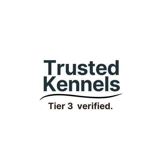 Logo for 'Trusted Kennels' with text 'Tier 3 verified.' on a white background